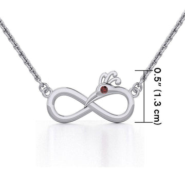 Infinity Peacock Silver Necklace with Gemstone TNC487 - Jewelry